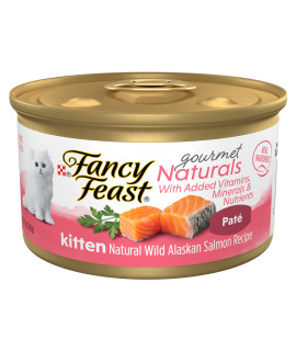 Purina Fancy Feast Grain Free Pate Wet Kitten Food Gourmet Naturals Wild Alaskan Salmon Recipe - 3 oz. Can