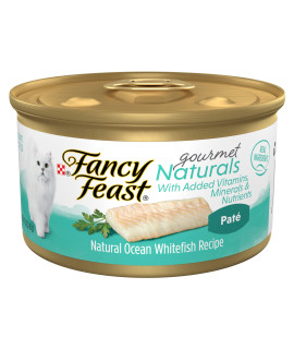 Purina Fancy Feast Grain Free Wet Cat Food Pate Gourmet Naturals Ocean Whitefish Recipe - 3 oz. Can