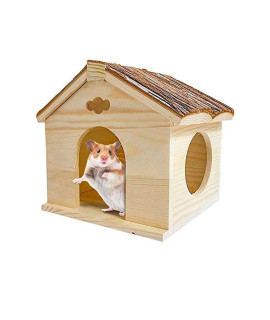 Hamiledyi Hamster Wooden House, Natural Handcrafted Small Animal Hideout Hut Chew Cage Toy for Guinea Pig Chinchilla Rat Mouse Gerbil Hedgehog