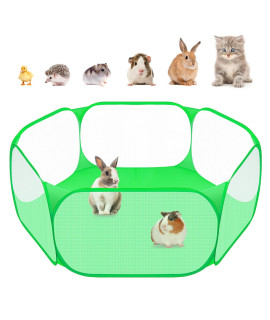 Small Animals C&C Cage Tent, Breathable & Transparent Pet Playpen Pop Open Outdoor/Indoor Exercise Fence, Portable Yard Fence for Guinea Pig, Rabbits, Hamster, Chinchillas and Hedgehogs (Green) ?
