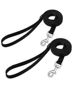 AMAGOOD 6 FT Puppy/Dog Leash, Strong and Durable Traditional Style Leash with Easy to Use Collar Hook,Dog Lead Great for Small and Medium and Large,2 Pack (Black and Black,5/8)