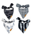 Remy+Roo Dog Bandanas - 4 Pack Monochrome Set Premium Durable Fabric Patented Shape Adjustable Fit Multiple Sizes Offered (Small)