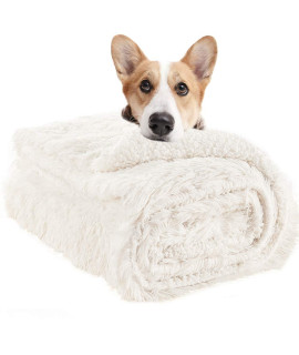 LOCHAS Luxury Fluffy Dog Blanket, Extra Soft and Warm Sherpa Fleece Pet Blankets for Dogs Cats, Plush Furry Faux Fur Puppy Throw Cover, 40''x60'' Cream White