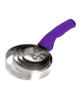 BOTH WINNERS Reversible Stainless Steel Curry Comb with Soft Touch Grip (Purple)