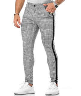 cANgHPgIN Mens Plaid Stretch Dress Pants Slim Fit Skinny chino Pants Tapered Men checkered Business casual Pants gray