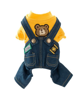 Dog Costume Clothes, Cute Denim Overalls for Small & Medium Pets, Boy & Girl Dogs Coats Jeans T-Shirts Sweatshirts