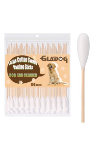 GLADOG 6 Inch Professional Large Cotton Buds for Dogs, Specially Designed Dog Cotton Buds with Bamboo Handle, Large Means Safe