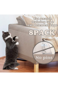 OIFIO cat couch Protector, Double Sided clear Anti-Scratch cat Deterrent Training Tape, 8 Pack larack Large Size and Pre cut cat Furniture Protector for Your Home Protection, No pins,Residue Free