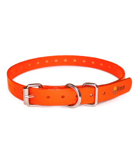 Orange Heavy-Duty 3/4 Waterproof and Odor Proof TPU Replacement Dog Collar Strap for Bark, Shock, Training and Electric Dog Fence Receiver Collars