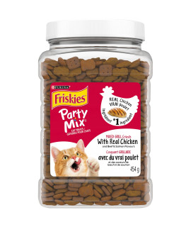ONMOG Friskies Party Mix Cat Treats, Mixed Grill Crunch 454g Canister