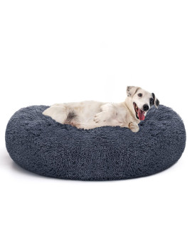 MIXJOY Orthopedic Dog Bed Comfortable Donut Cuddler Round Dog Bed Ultra Soft Washable Dog and Cat Cushion Bed (20''/23''/30'') (30'', Grey-Blue)
