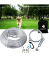 Snagle Paw Dog Tie Out Runner for Yard,Trolley System for Large Dogs, Dog Zipline Aerial Tie Out Cable 75ft with 10ft Pulley Runner Line for Dogs Up to 250lbs for Yard or Camping