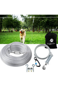 Snagle Paw Dog Tie Out Runner for Yard,Trolley System for Large Dogs, Dog Zipline Aerial Tie Out Cable 75ft with 10ft Pulley Runner Line for Dogs Up to 250lbs for Yard or Camping