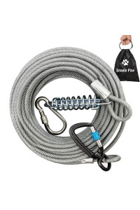 Tie Out Cable for Large Dogs, Dog Runner Cable for Yard, Dog Leads for Yard 50ft Heavy Duty, Dog Tie Out with Solid Aluminum Clips, Durable Dog Lead with Spring for 350lbs Large Dogs Running