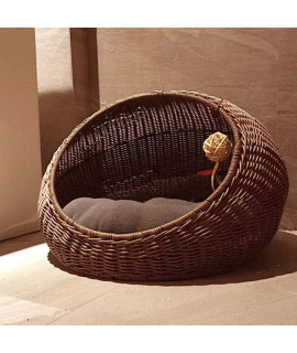 YAOSHIBIAN Pet Bed Four Seasons Universal Cat House, Cat Nest Rattan Enclosed Bed Can Be Disassembled Puppy Bed,Supportive and Comfortable
