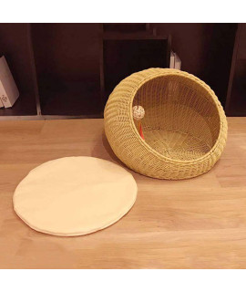 YAOSHIBIAN Pet Bed Four Seasons Universal Cat House, Cat Nest Rattan Enclosed Bed Can Be Disassembled Puppy Bed,Supportive and Comfortable