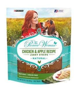 The Pioneer Woman Natural Jerky Grain Free Dog Treats, Chicken & Apple Recipe Jerky Strips - 16 oz. Pouch