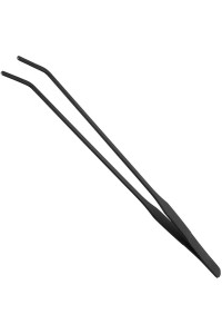 EvaGO 10.6 inch Black Curved Aquarium Tweezers Stainless Steel Curved Tweezer with Carbonation Protection Coating Against Rust Long Reptiles Feeding Tongs for Aquatic Plants Lizards Spider Snakes