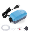 HITOP Dual Outlets Aquarium Air Pump, Whisper Adjustable Fish Tank Aerator, Quiet Oxygen Pump with Accessories for 20 to 100 Gallon (2 outlets - Blue)