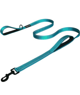 DOgSAYS Dog Leash 5ft Long Traffic Padded Two Handle Heavy Duty Double Handles Lead for Large Dogs or Medium Dogs Training Reflective Leashes Dual Handle (5 FT, Turquoise)