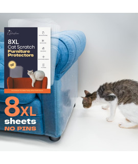 KatSupreme Cat Scratch Couch Protector - 8XL Sheets, Clear (Almost Invisible), Extra Durable, Easy to Customize, Residue-Free Furniture Protector