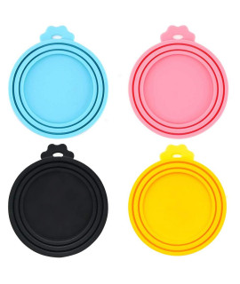 IVIA PET Food Can Covers/4 Pack/Universal BPA Free Silicone Dog Cat Food Can Lids for Dog and Cat Food/Fits All Standard Size Dog and Cat Can Tops for Pet Food Storage(Mix Color1)