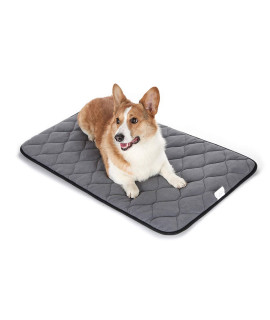 QIAOQI Dog Bed Crate Mat 24 Grey Kennel Pad Washable Orthopedic Pillow Pet Beds Dense Cushion Padding Bolster