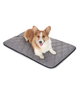 QIAOQI Dog Bed Crate Mat 36 Grey Kennel Pad Washable Orthopedic Pillow Pet Beds Dense Cushion Padding Bolster