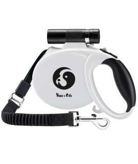 Happy & Polly Retractable Dog Leash with Flashlight 16.4ft Chinese Taichi Pattern, Bungee Leash Heavy Duty Tangle Free Dog Leash for Medium Large Dogs