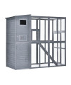 PawHut Large Cat House Outdoor Catio Wooden Feral Cat Shelter, Kitten Enclosure with Door, Cat Condo and Weather Protection Asphalt Roof, 77 L, Gray