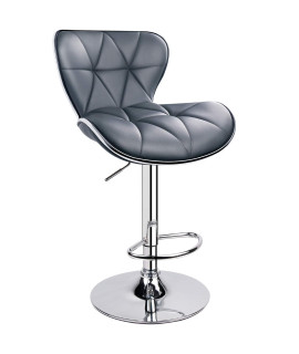Leopard Shell Back Adjustable Swivel Bar Stools, PU Leather Padded with Back, 1 chair ( grey )