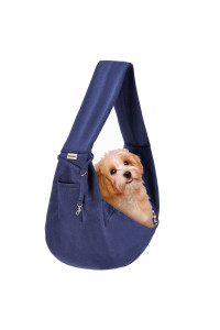 FDJASGY Small Pet Sling Carrier-Hands Free Reversible Pet Papoose Bag Tote Bag with a Pocket Safety Belt Dog Cat for Outdoor Travel Benzo Blue