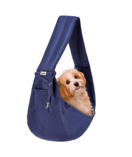 FDJASGY Small Pet Sling Carrier-Hands Free Reversible Pet Papoose Bag Tote Bag with a Pocket Safety Belt Dog Cat for Outdoor Travel Benzo Blue