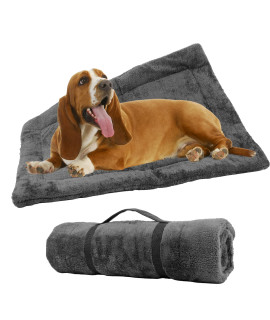 Downtown Pet Supply - Self Heated Cat Bed & Dog Crate Mat - Thermal Nap Mat - Padded and Insulated Pet Mat with Mylar Layer and Leather Handles - Grey - 35 x 22 in - Medium Dog Crate Bed
