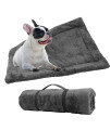 Downtown Pet Supply - Self Heated Cat Bed & Dog Crate Mat - Thermal Nap Mat - Padded and Insulated Pet Mat with Mylar Layer and Leather Handles - Grey - 29 x 20 in - Small Dog Crate Bed