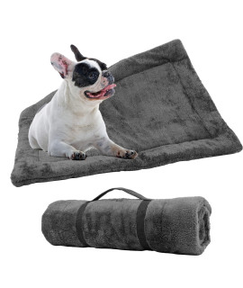 Downtown Pet Supply - Self Heated Cat Bed & Dog Crate Mat - Thermal Nap Mat - Padded and Insulated Pet Mat with Mylar Layer and Leather Handles - Grey - 29 x 20 in - Small Dog Crate Bed