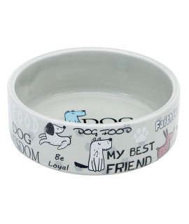 5-inch Ceramic Dog Bowl Cartoon Pattern, Cute, Chew-Proof, Dishwasher and Microwave Safe