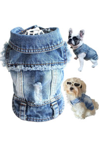 Strangefly Dog Jean Jacket, Blue Puppy Denim T-Shirt, Machine Washable Dog Clothes, Comfort and Cool Apparel, for Small Medium Dogs Pets and Cats (Dog Jeans, XXL)