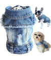 Strangefly Dog Jean Jacket, Blue Puppy Denim T-Shirt, Machine Washable Dog Clothes, Comfort and Cool Apparel, for Small Medium Dogs Pets and Cats (Dog Jeans, L)