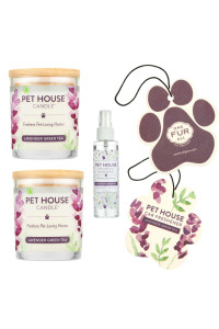 One Fur All, Pet House Candle-100% Plant-Based Wax Candle-Pet Odor Eliminator for Home-Non-Toxic and Eco-Friendly Scented Candles-Odor Eliminating Candle-(Value Pack, Lavender Green Tea)