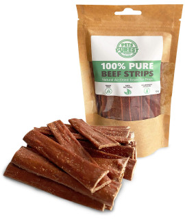 Pets Purest Natural Dog chews 100% Pure Beef Air-Dried Treats for Dogs - Just One Ingredient - grain, gluten & Lactose Free - Deliciously Healthy Raw Dog chew for Dog Puppy (Approx 24pcs 100g Pack)