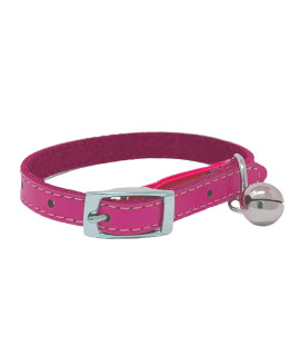 JK cat collar Real Leather with Safety Elastic, Bell, Available (Pink)