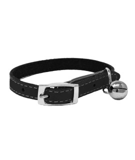JK cat collar Real Leather with Safety Elastic, Bell, Available (Black)
