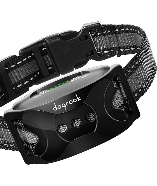 DogRook Rechargeable Dog Bark Collar - Humane, No Shock Barking Collar - w/2 Vibration & Beep - Small, Medium & Large Dogs Breeds Training - No Remote - 8-110 lbs