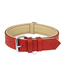 Riparo Red Dog Collar, Dog Collars for Medium Dogs, Leather Dog Collar for Medium Dogs (M, Red)