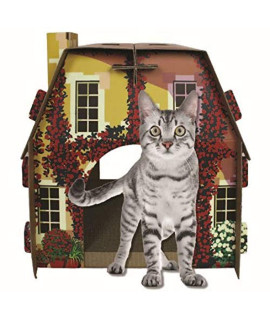 American Cat Club Cat House with Scratcher & Catnip included - Mediterranean Villa