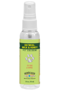 Showseason Oatmeal, Milk & Honey Pet Cologne 2.5 oz For Dogs Travel Size Long-Lasting Odor Eliminator Cruelty-Free Paraben-Free Biodegradable and Non-Toxic Made in USA
