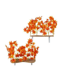 On2Pets Cat Shelves Wall-Mounted Cat Trees Cat Furniture for Climbing, Playing and Relaxing, Set of 2, Indoor Cat Shelf Made in USA?(Orange Blaze, Curved)