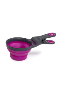 Dexas Pets Collapsible KlipScoop Collapsible Dry Dog Food Scoop and Dog Food Bag Clip, 1 Cup Capacity, Fuchsia