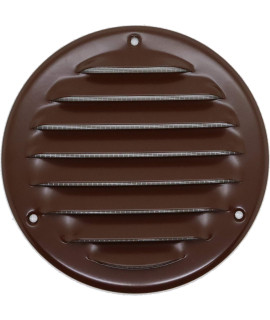 Vent cover - Round Soffit Vent - Air Vent Louver - grille cover - Built-in Fly Screen Mesh - HVAc Ventilation (4 Inch, Metal - Brown)